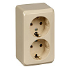 Розетка ОП РА16-007К 2-м с зазем. крем. Этюд